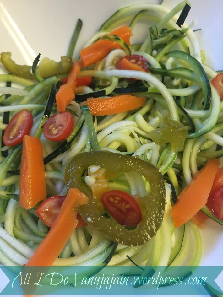 zucchini salad, homegrown, vegetable garden, jalapeno carrot pickle